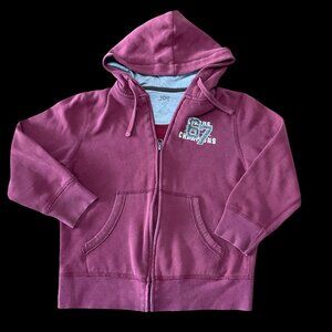 👣 5/$25 - Burgundy Zip Up Hoodie w/ Athletic Patch